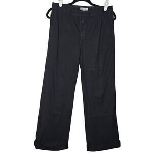 NWT Zara Wide Leg Black Rolled Cuff Tousers Pants sz 4